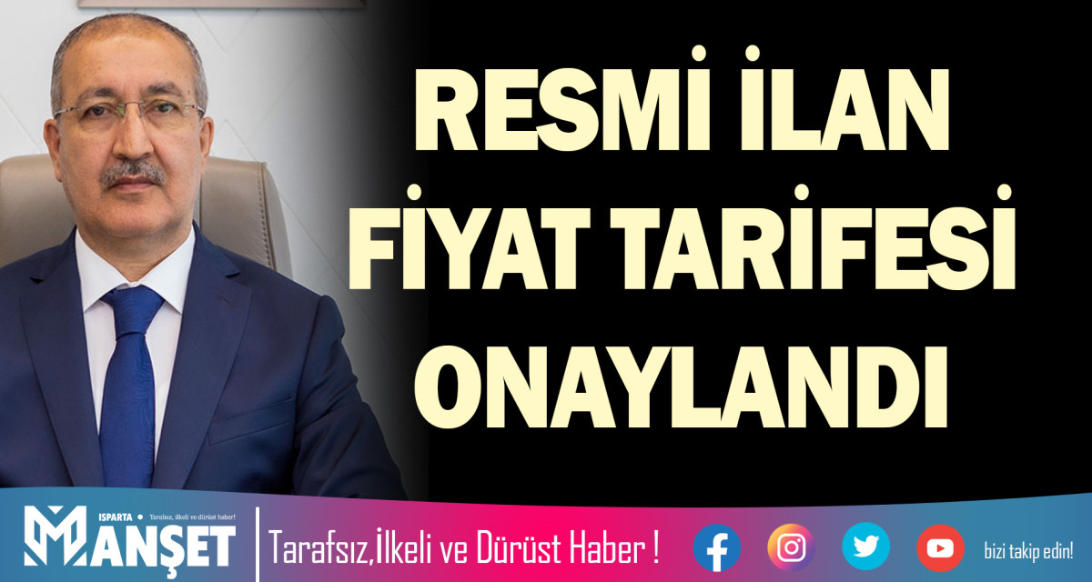 RESMİ İLAN FİYAT TARİFESİ ONAYLANDI